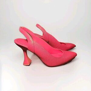 NIB Vionic Womens Adalena Stargazer Leather Heels Size 6.5M Hot Pink Stable Sole